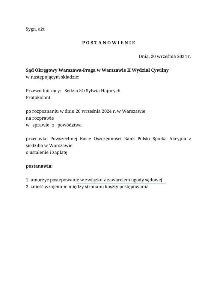 Zawarta ugoda z bankiem